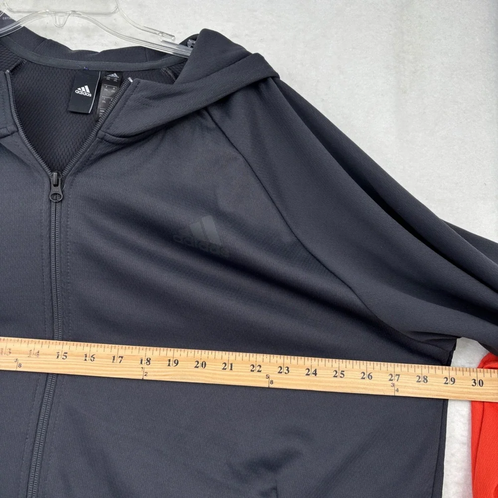 Adidas Hoodie Jacket Mens 2XL Grey Orange Colorblock Full Zip Raglan Pockets
